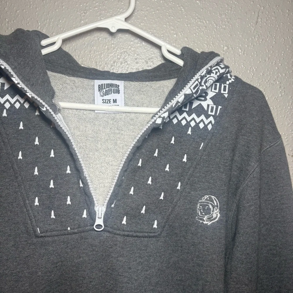 Billionaire Boys Club Zip Up Hoodie Gray Size Medium Mens BBC Gray Zull Zip 1/4 - Picture 2 of 3